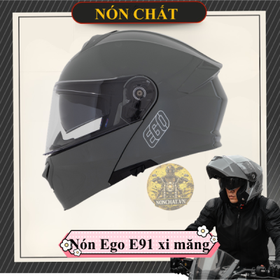 Nón Fullface 2 Kính Lật Hàm Ego E91 Xám Xi Măng