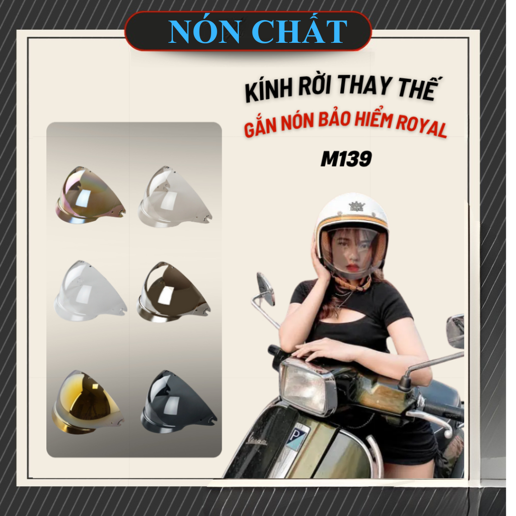 Kính thay thế cho nón bảo hiểm Royal M139 kính âm, nón royal kính dấu