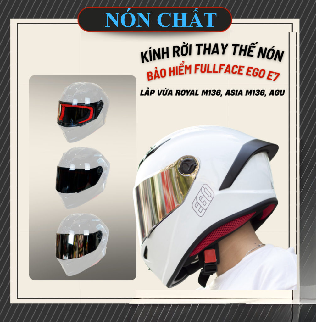 Kính thay thế cho nón AGU, Asia m136, Royal M136, EGO E7