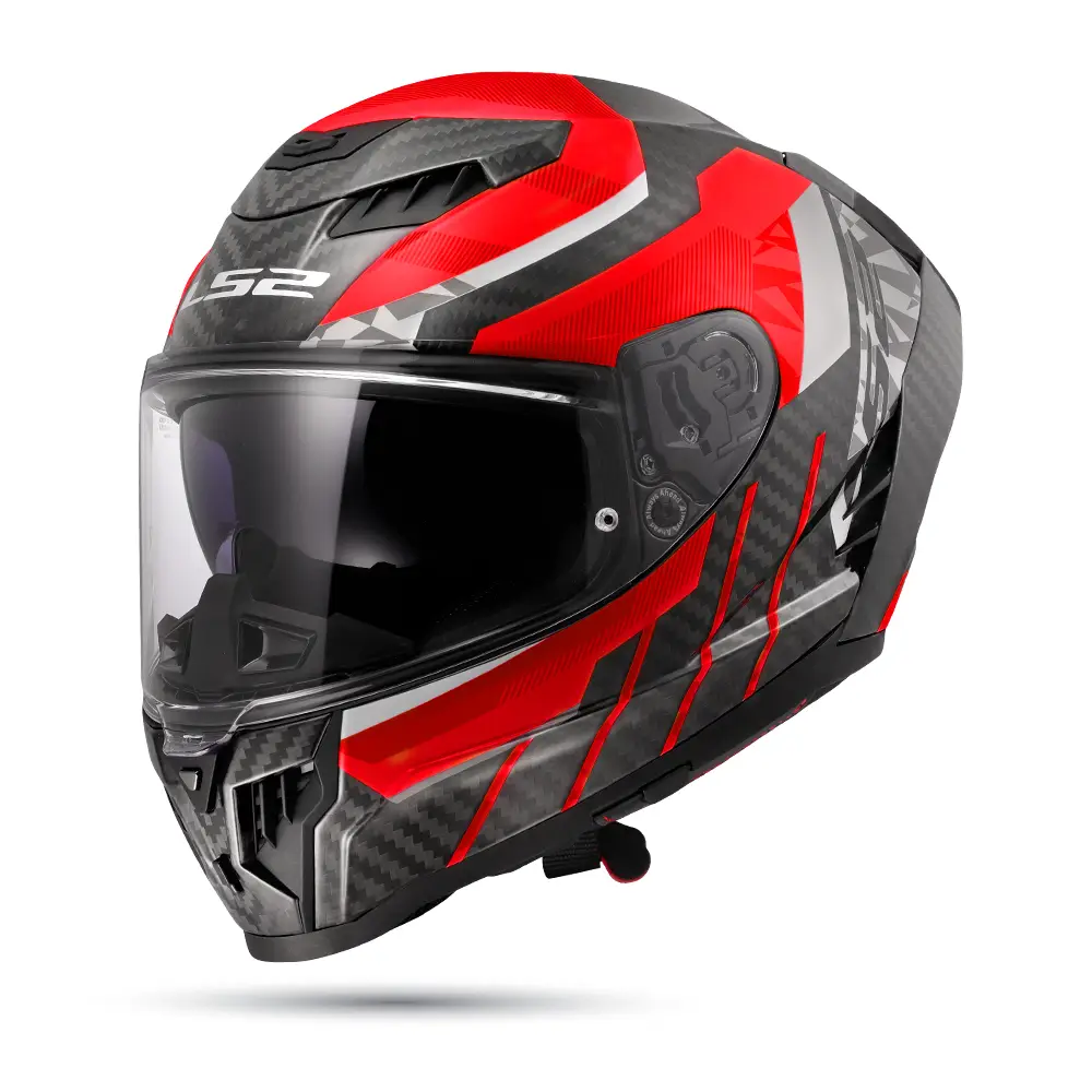 Nón Fullface LS2 FF807 Dragon Carbon đen đỏ - Ảnh 2