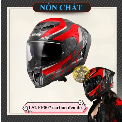 Nón Fullface LS2 FF807 Dragon Carbon đen đỏ