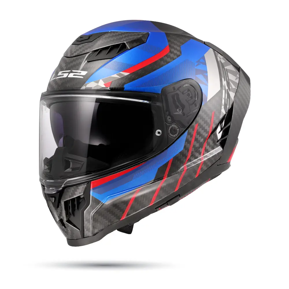Nón Fullface LS2 FF807 Dragon Carbon Trax Blue Red - Ảnh 2