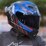 Nón Fullface LS2 FF807 Dragon Carbon Trax Blue Red - Ảnh 3