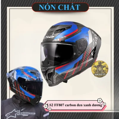 Nón Fullface LS2 FF807 Dragon Carbon Trax Blue Red