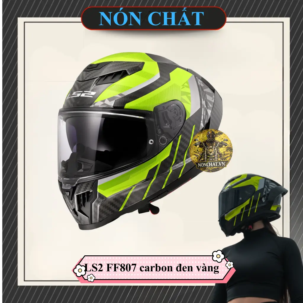 Nón Fullface LS2 FF807 Dragon Carbon đen vàng