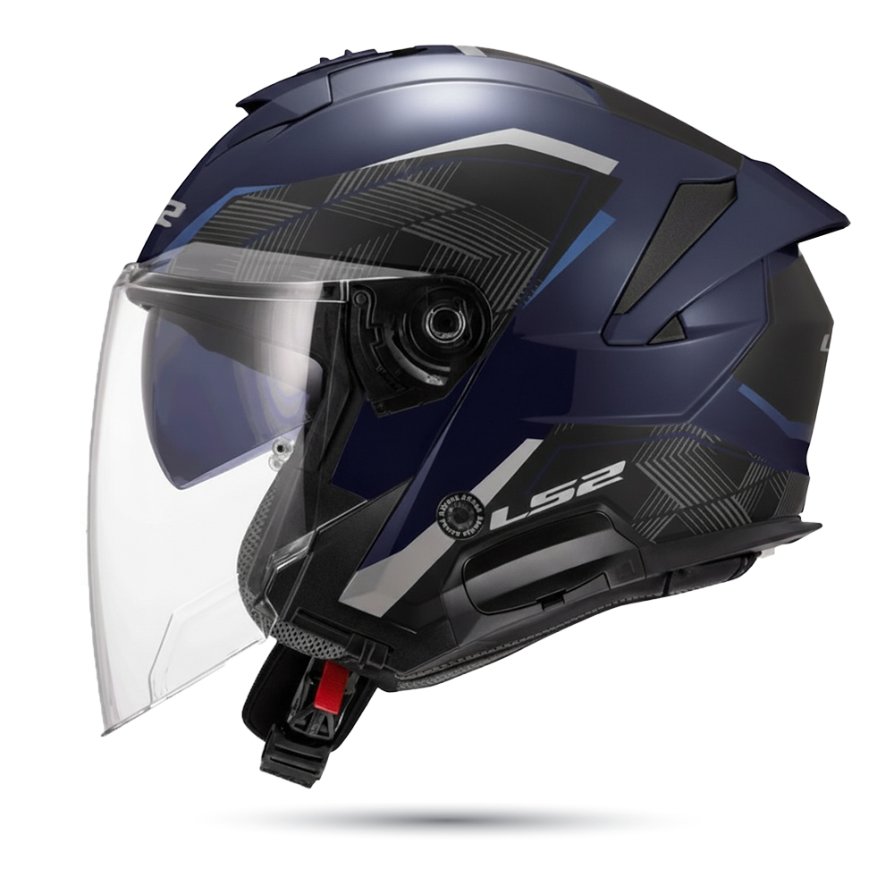 Nón 3/4 2 kính LS2 OF618 đen xanh dương