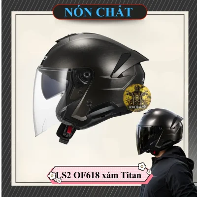 Nón 3/4 2 kính LS2 OF618 Xám Xước