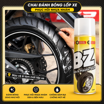 Chai xịt phục hổi nhựa nhám, lốp xe BZ 450ml