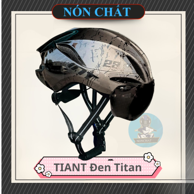 Nón xe đạp Tiant D03 có kính Đen Titan