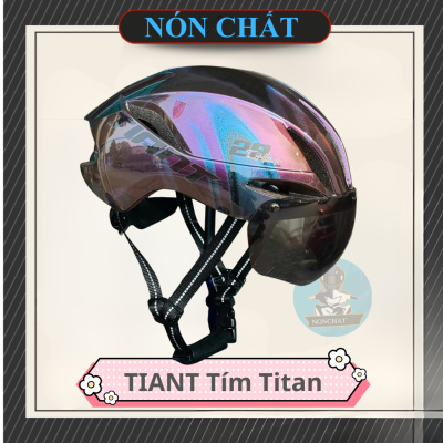 Nón xe đạp Tiant D03 có kính Tím Titan