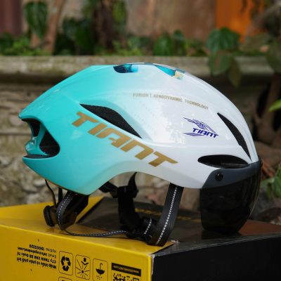 Nón xe đạp Tiant D03 có kính trắng xanh - Ảnh 2