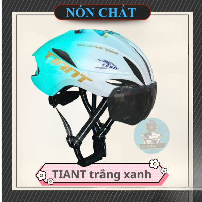 Nón xe đạp Tiant D03 có kính trắng xanh