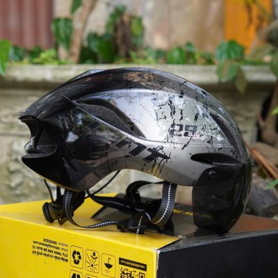 Nón xe đạp Tiant D03 có kính Đen Titan - Ảnh 2