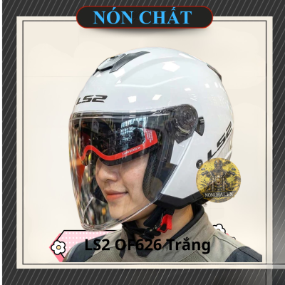 Nón 3/4 2 kính LS2 OF626 Trắng - Ảnh 2