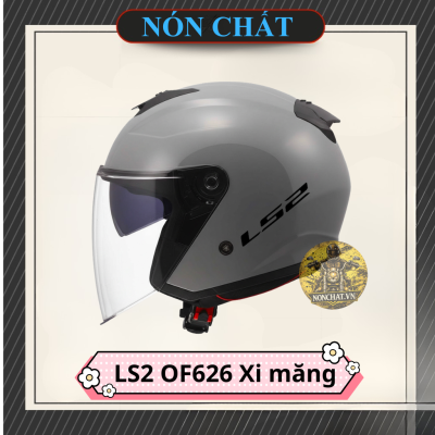 Nón 3/4 2 kính LS2 OF626 Xi Măng
