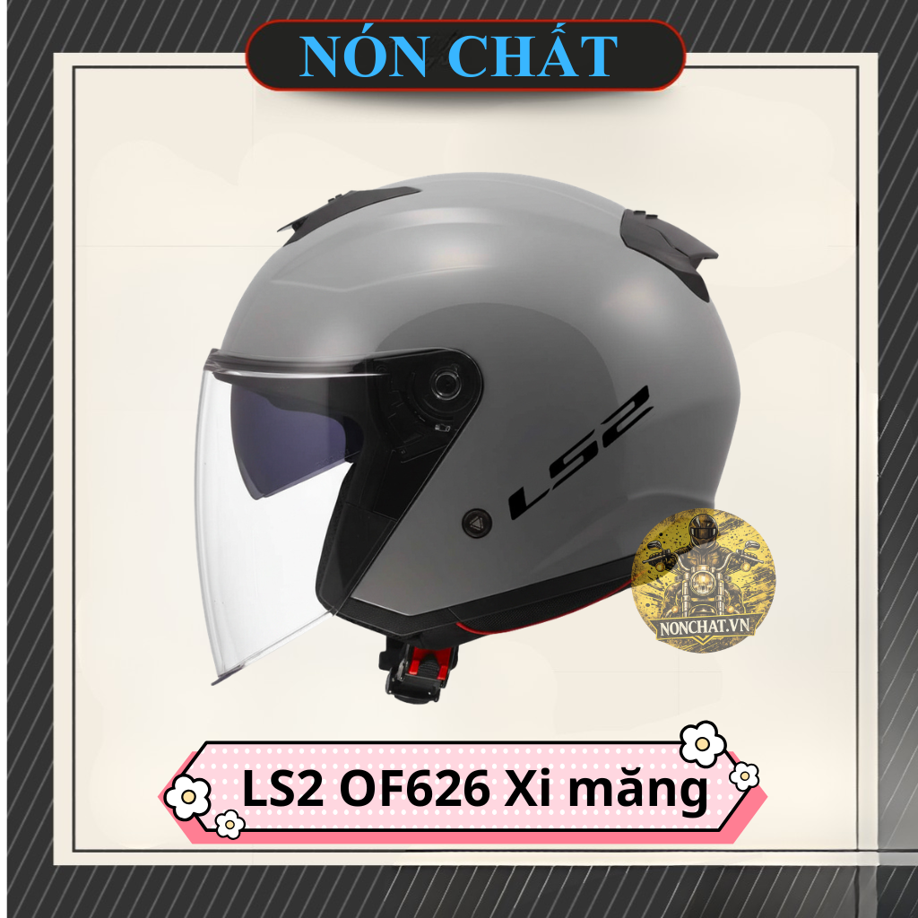 Nón 3/4 2 kính LS2 OF626 Xi Măng