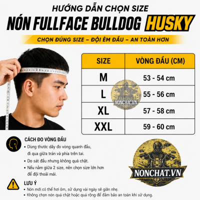 Nón Fullface Bulldog Husky đen bóng - Ảnh 6