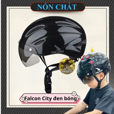 Nón Falcon City Đen bóng