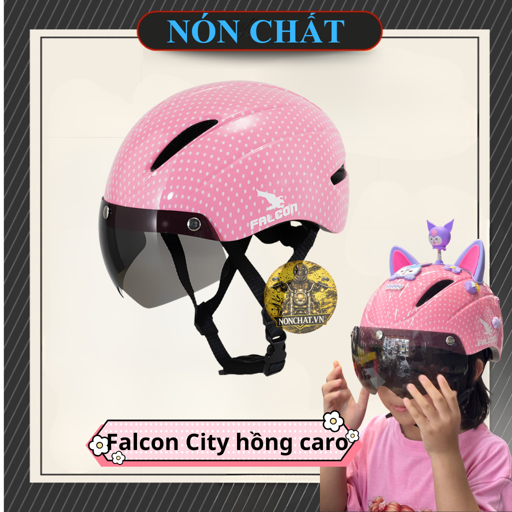 Nón falcon City Hồng chấm bi
