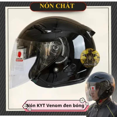 Nón KYT Venom đen bóng