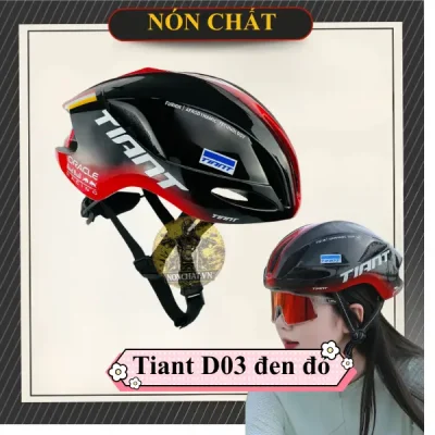 Nón xe đạp Tiant D03 Đen đỏ