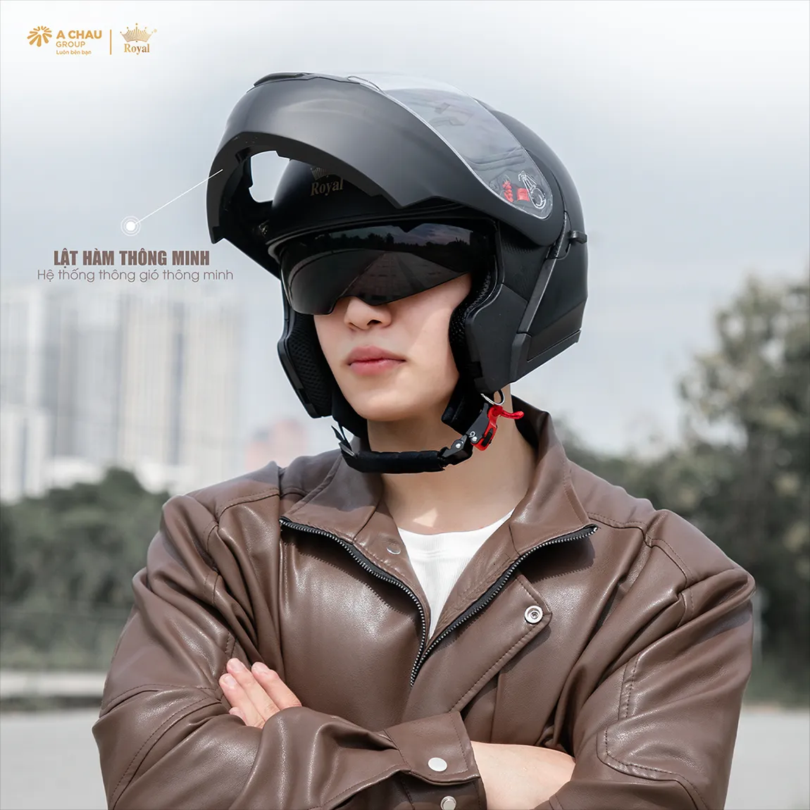 Nón Royal M179 Lật Hàm đen nhám - Ảnh 3