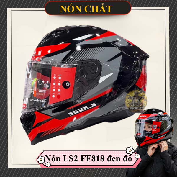 Nón LS2 FF818 đen đỏ