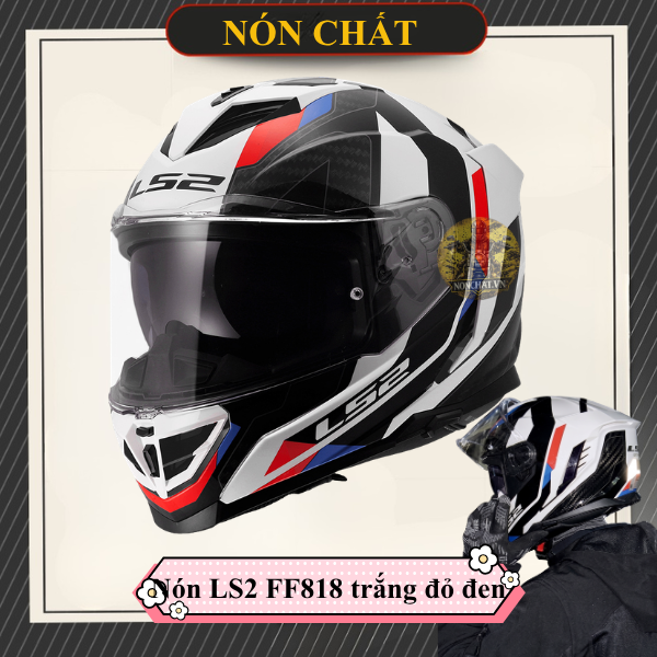 Nón LS2 FF818 trắng đỏ xanh đen