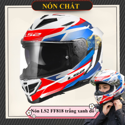 Nón LS2 FF818 trắng xanh đỏ