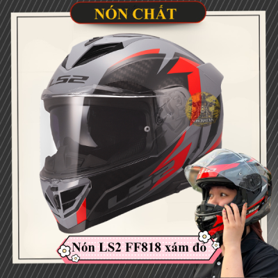 Nón LS2 FF818 xám đỏ