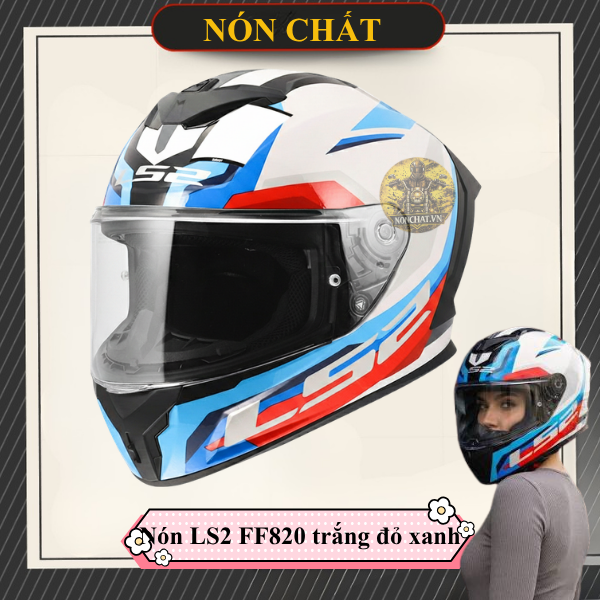 Nón LS2 FF820 trắng xanh đỏ
