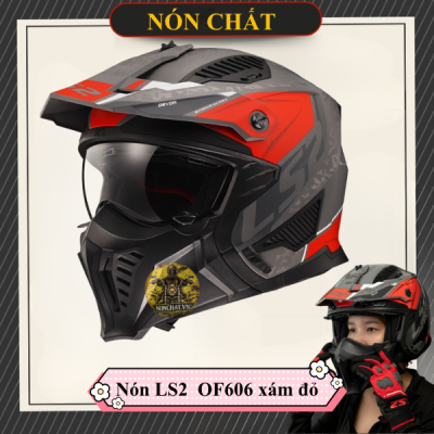 Nón Ls2 OF606 Drifter xám đỏ