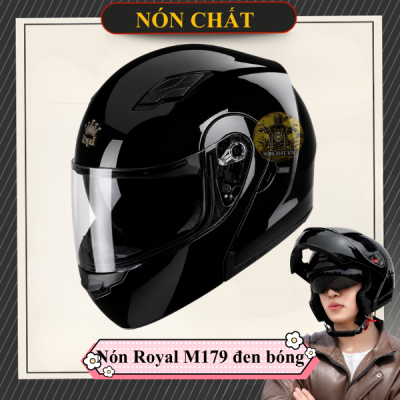 Nón Royal M179 Lật Hàm đen bóng