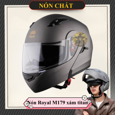 Nón Royal M179 Lật Hàm xám titan