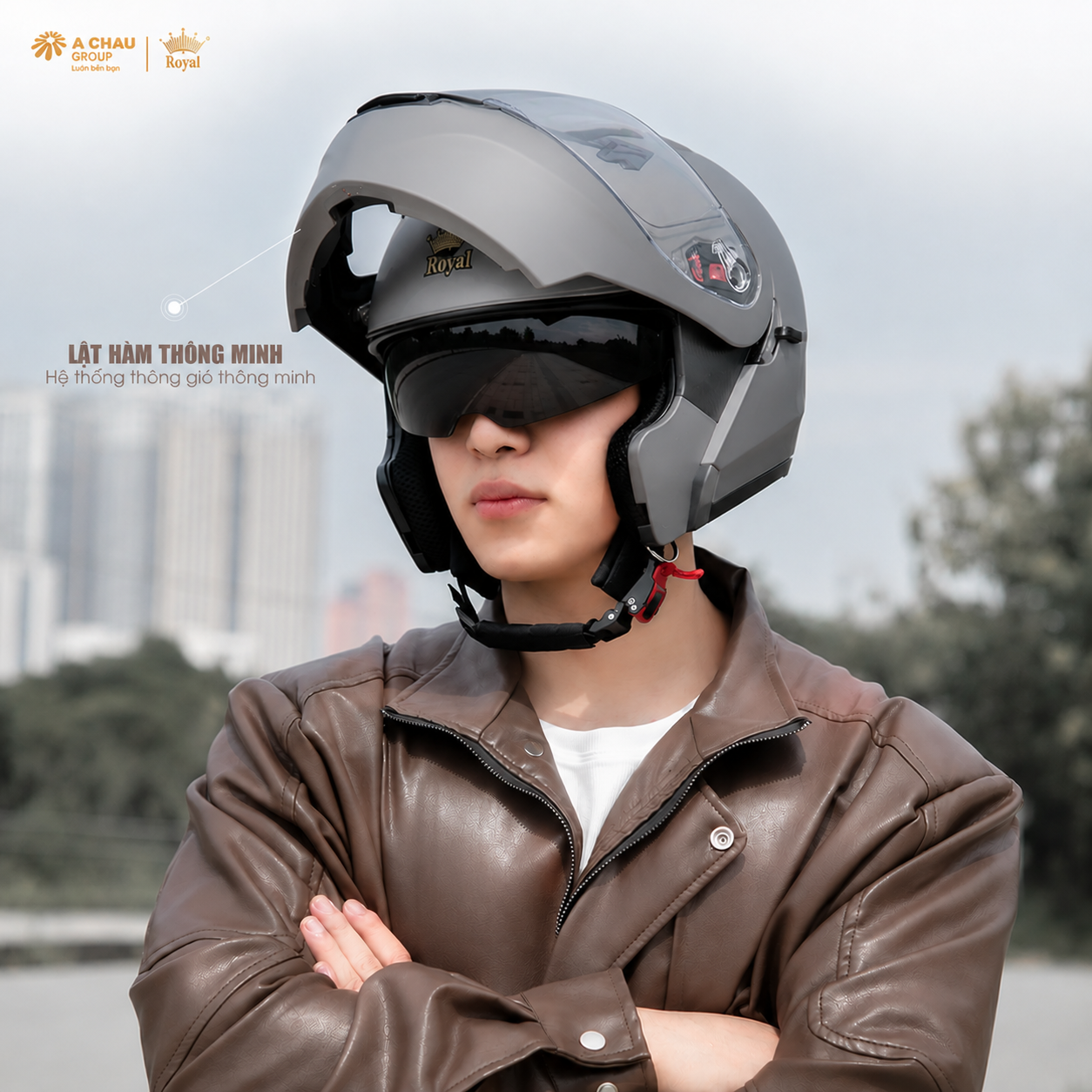 Nón Royal M179 Lật Hàm xám titan - Ảnh 2