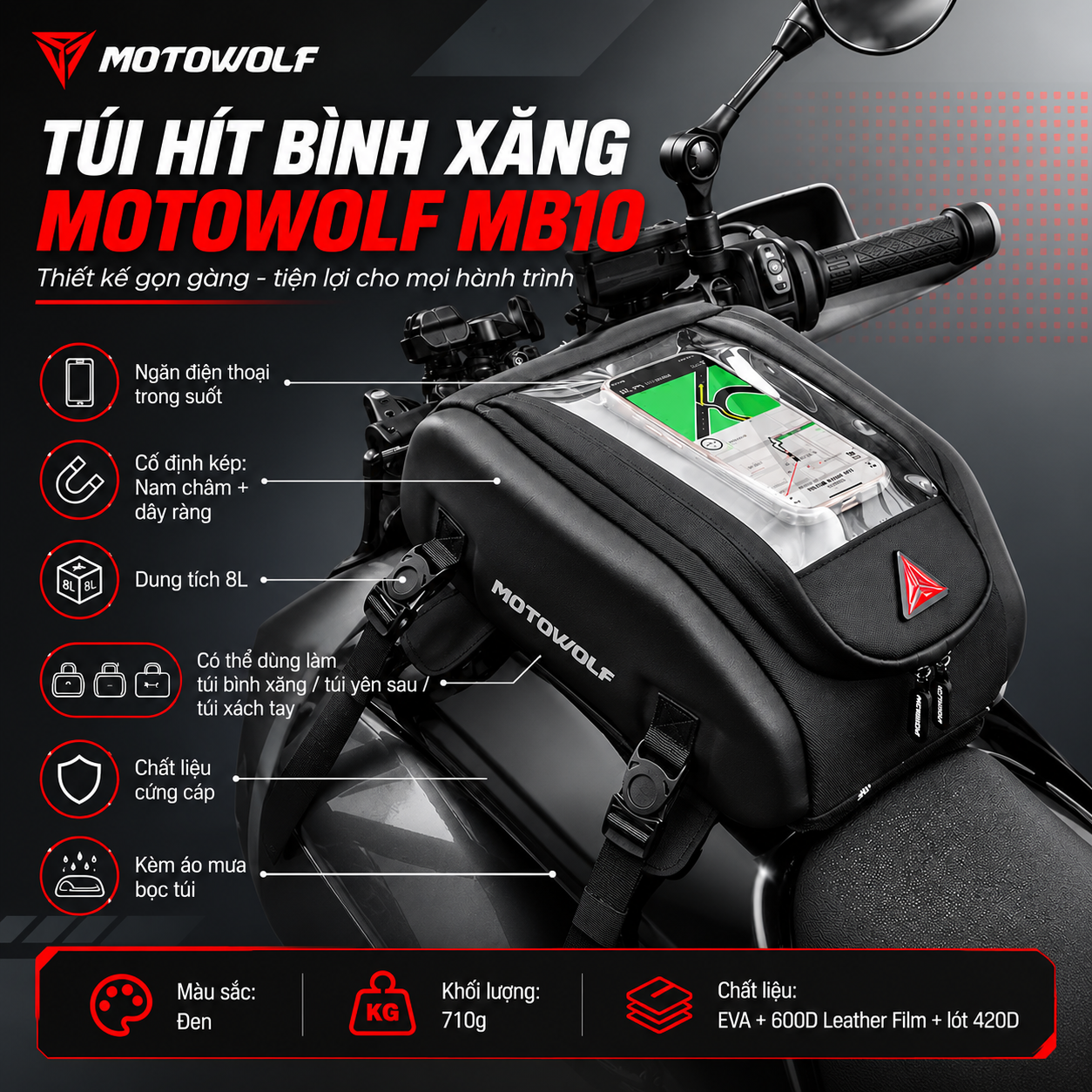 Túi hít bình xăng Motowolf MB10 - Ảnh 2